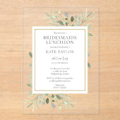 Elegant Watercolor Greenery Bridesmaids Acryleinladungen (Vorderseite)