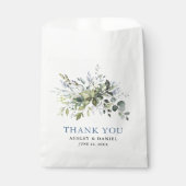 Elegant Watercolor Greenery Dusty Blue Wedding Geschenktütchen (Vorderseite)
