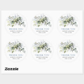 Elegant Watercolor Greenery Dusty Blue Wedding Runder Aufkleber (Blatt)