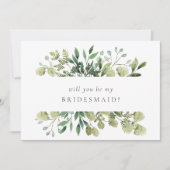 Elegant Watercolor Greenery Einladung (Vorderseite)