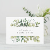 Elegant Watercolor Greenery Einladung (Stehend Vorderseite)