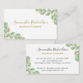 Elegant Watercolor Greenery Eucalyptus Visitenkarte (Vorne/Hinten)