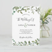 Elegant Watercolor Greenery Eucalyptus Wedding Einladung (Stehend Vorderseite)