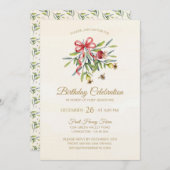 Elegant Watercolor Greenery Pomegranate Birthday Einladung (Vorne/Hinten)