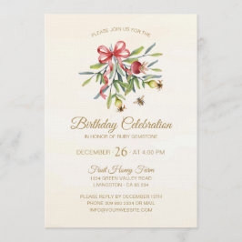 Elegant Watercolor Greenery Pomegranate Birthday Einladung