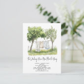 Elegant Watercolor Greenery Washing Line Moving Ankündigungspostkarte (Stehend Vorderseite)