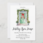 Elegant Watercolor Holiday Open House Christmas Einladung (Vorderseite)