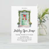 Elegant Watercolor Holiday Open House Christmas Einladung (Stehend Vorderseite)