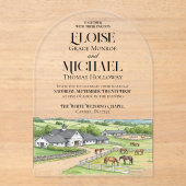 Elegant Watercolor Horse Stable Barn Wedding Acryleinladungen (Vorderseite)