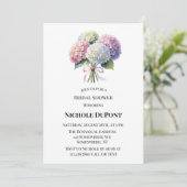 Elegant Watercolor Hydrangea Bridal Shower Einladung (Stehend Vorderseite)