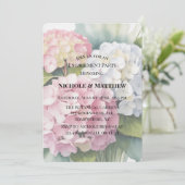Elegant Watercolor Hydrangea Engagement Party  Einladung (Stehend Vorderseite)