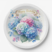 Elegant Watercolor Hydrangea Floral Birthday Party Pappteller (Vorderseite)