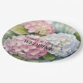 Elegant Watercolor Hydrangea Wedding Pappteller (Schrägansicht)