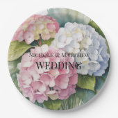 Elegant Watercolor Hydrangea Wedding Pappteller (Vorderseite)