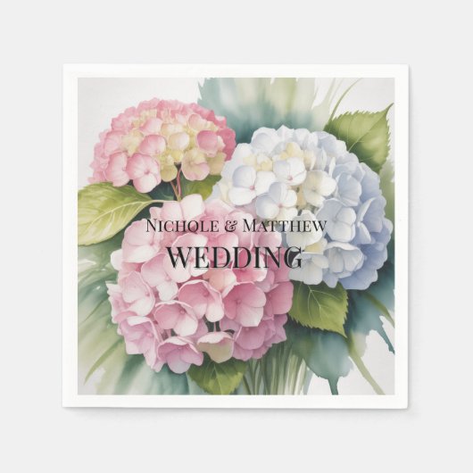 Elegant Watercolor Hydrangea Wedding Serviette (Vorderseite)
