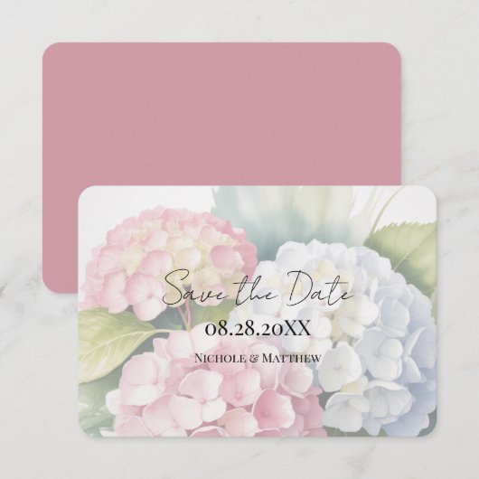 Elegant Watercolor Hydrangeas  Save The Date (Vorne/Hinten)