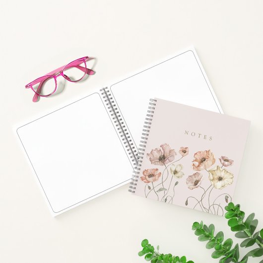 Elegant Watercolor Icelandic Wild Poppies Notes Notizblock