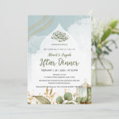 Elegant Watercolor Iftar Invitation Gold Leaves Einladung (Stehend Vorderseite)