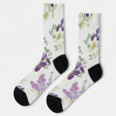 Elegant Watercolor Iris & Lily Bouquet Socken (Linkes Detail)