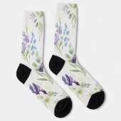 Elegant Watercolor Iris & Lily Bouquet Socken (Rechts)