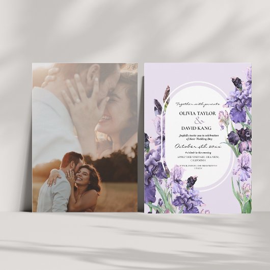 Elegant Watercolor Iris Wedding Einladung