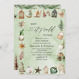 Elegant Watercolor ist es kalt draußen Babydusche Einladung