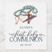 Elegant Watercolor Junge Erste Heilige Kommune Weinetikett (Einzelnes Label)