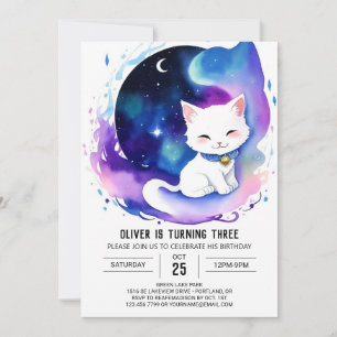 Elegant Watercolor Kitten Geburtstag Einladung