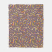 Elegant Watercolor Leaf Pattern  Purple Background Fleecedecke (Vorderseite)