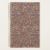 Elegant Watercolor Leaf Pattern Purple Background Planer (Vorderseite)