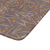 Elegant Watercolor Leaf Pattern  Purple Background Schneidebrett (Ecke)