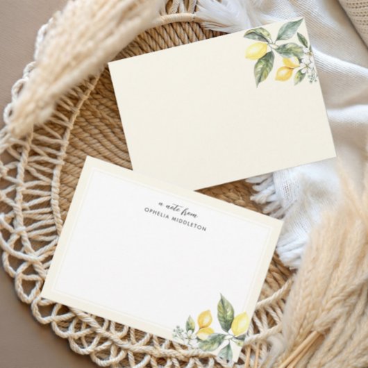 Elegant Watercolor Lemon Citrus  Mitteilungskarte