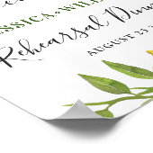 Elegant Watercolor Lemon Grüne PROBE DINNER Poster (Ecke)