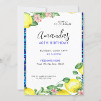 Elegant Watercolor Lemon Mosaik 40. Geburtstag