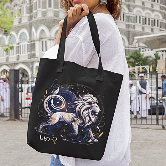 Elegant Watercolor Leo Zodiac Black Tasche