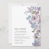 Elegant Watercolor Lilac Wedding Einladung (Vorderseite)