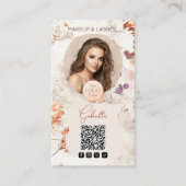 Elegant Watercolor Logo QR Code Photo Makeup Visitenkarte (Vorderseite)