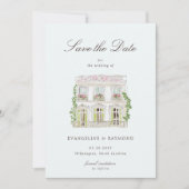 Elegant Watercolor Manor Photo Save The Date Card (Vorderseite)