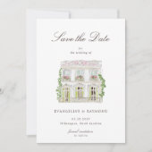 Elegant Watercolor Manor Photo Save The Date Card (Vorderseite)