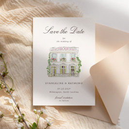 Elegant Watercolor Manor Photo Save The Date Card