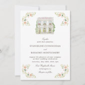 Elegant Watercolor Manor Rococo Wedding Einladung (Vorderseite)