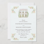 Elegant Watercolor Manor Rococo Wedding Einladung (Vorderseite)