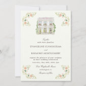 Elegant Watercolor Manor Rococo Wedding Einladung (Vorderseite)