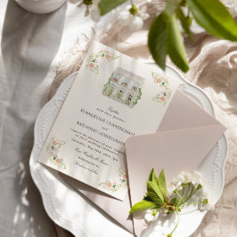 Elegant Watercolor Manor Rococo Wedding Einladung