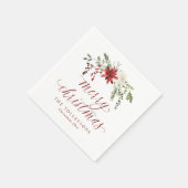 Elegant Watercolor Merry Christmas Holiday Berries Serviette (Ecke)