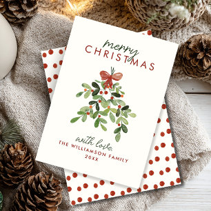 Elegant Watercolor Mistletoe Frohe Weihnachten