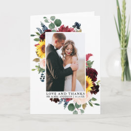 Elegant Watercolor Mixed Floral Love Thanks Fold Dankeskarte