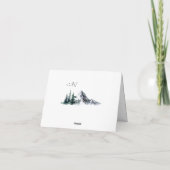 Elegant Watercolor Mountains Forest PHOTO Wedding  Dankeskarte (Rückseite)