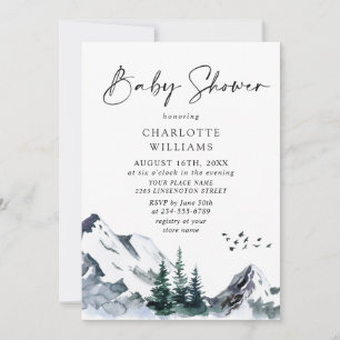 Elegant Watercolor Mountains NEUTRAL Baby Shower Einladung