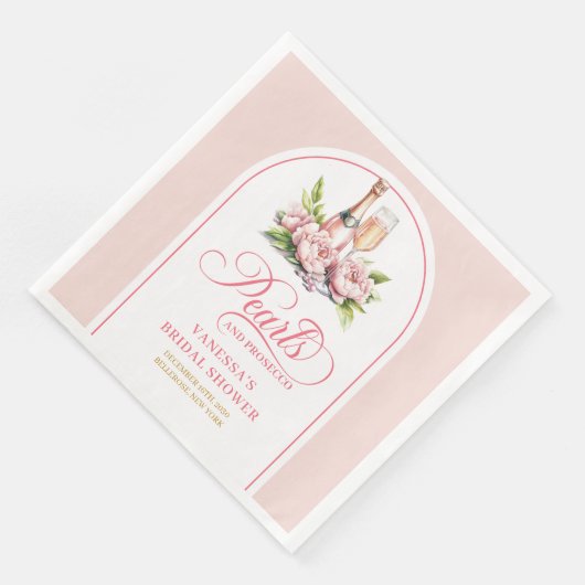 Elegant watercolor napkins pearls and prosecco serviette (Ecke)